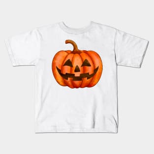 Watercolor Halloween Pumpkin Face Kids T-Shirt